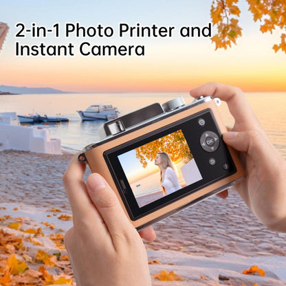 HPRT Z2 Instant Camera Step Instant Smartphone Photo Printer - Zink 2X3”, Support AR Video Printing, Bluetooth Compatible with Ios & Android -Khaki, Vintage Photography Style