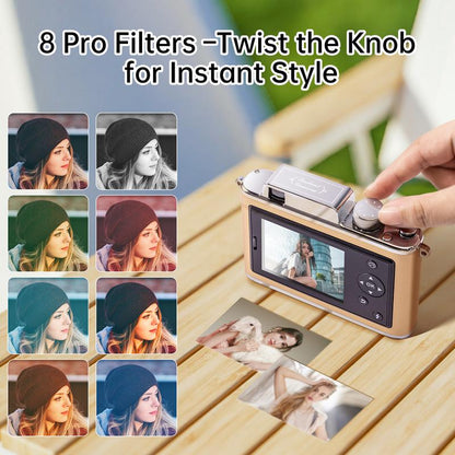 HPRT Z2 Instant Camera Step Instant Smartphone Photo Printer - Zink 2X3”, Support AR Video Printing, Bluetooth Compatible with Ios & Android -Khaki, Vintage Photography Style