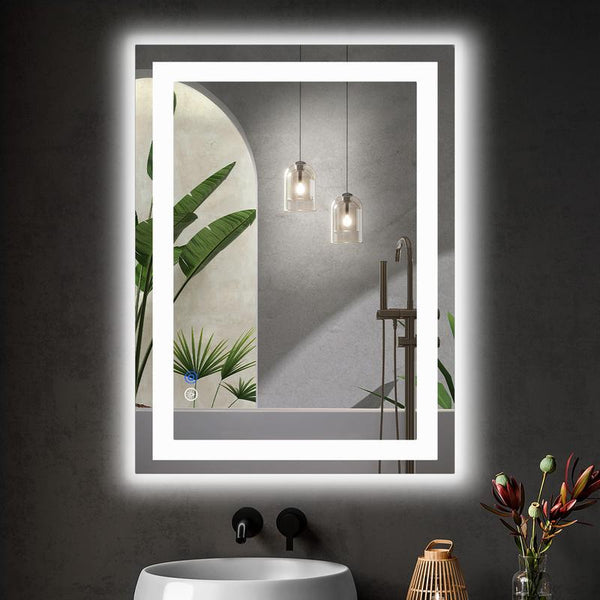 【NEW STYLE DEAL】LED Bathroom Vanity Mirror for Wall with Double Front and Back Light, Anti-Fog, Shatter-Proof, Dimmable, Tempered Glass, Memory Function