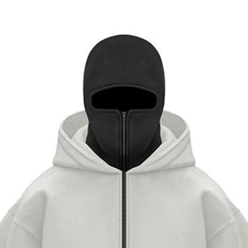 Adult Zipper Hooded Sweatshirt Soft Fleece Jacket with Hoodie Mask Men Women Windbreaker Casual Outwear Loose Sports Coat Tops