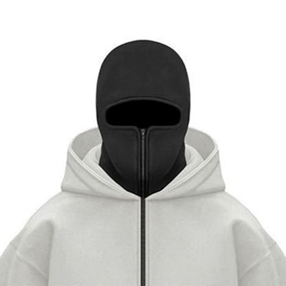 Adult Zipper Hooded Sweatshirt Soft Fleece Jacket with Hoodie Mask Men Women Windbreaker Casual Outwear Loose Sports Coat Tops