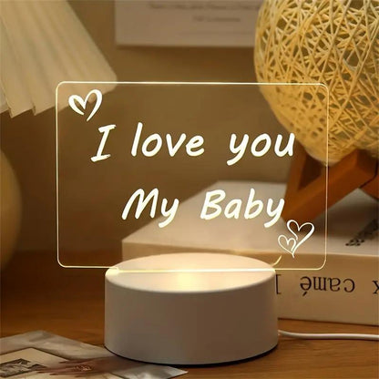 LED Night Light, USB Powered Glowing Writing Board, LED Light up Message 2 in 1 Handwriting Board Desktop Lamp, Lights for Bedroom, Room Accessories