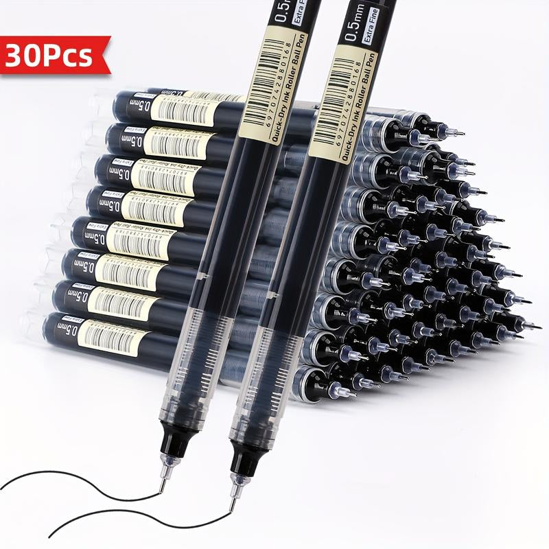 30-Pack 0.5Mm Direct Liquid Quick-Dry Ballpoint Pens, Black/Blue/Red Gel Ink Pens for Students, School, Office Writing & Homework