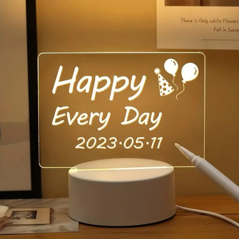 LED Night Light, USB Powered Glowing Writing Board, LED Light up Message 2 in 1 Handwriting Board Desktop Lamp, Lights for Bedroom, Room Accessories