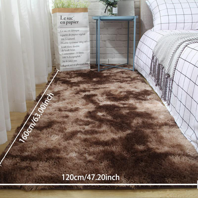 Modern Long Pile Polyester Fiber Rug, Fluffy Area Rug, Rectangular Carpet for Living Room & Bedroom, Home Use, Multiple Sizes Available