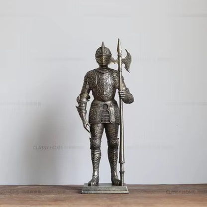 Medieval Armor Knight Statue for Home Decor Retro Iron Nordic Restaurant Embellishments Desk Decoration Classic Accessories