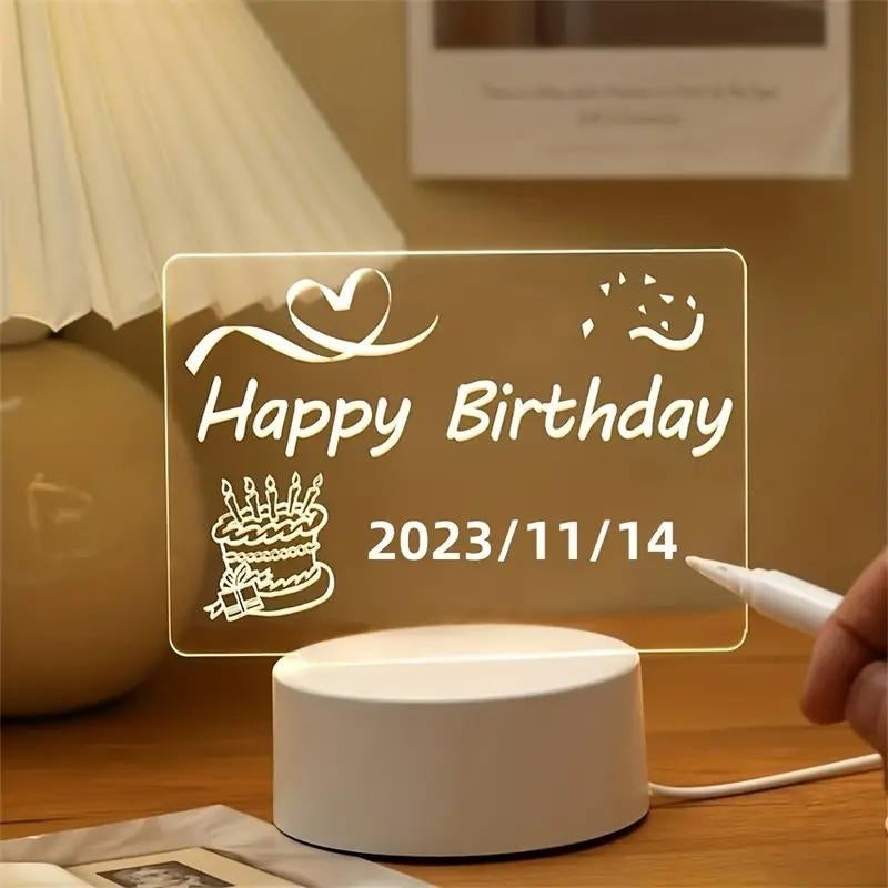 LED Night Light, USB Powered Glowing Writing Board, LED Light up Message 2 in 1 Handwriting Board Desktop Lamp, Lights for Bedroom, Room Accessories