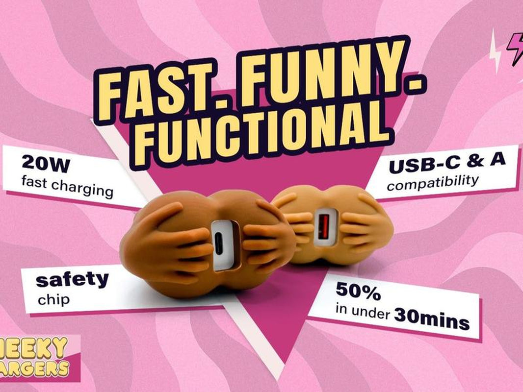 20W Cheeky Charger with Silicone Case USB a & USB C for Smartphone Fast Charging - Electronic Cellphone Accessories