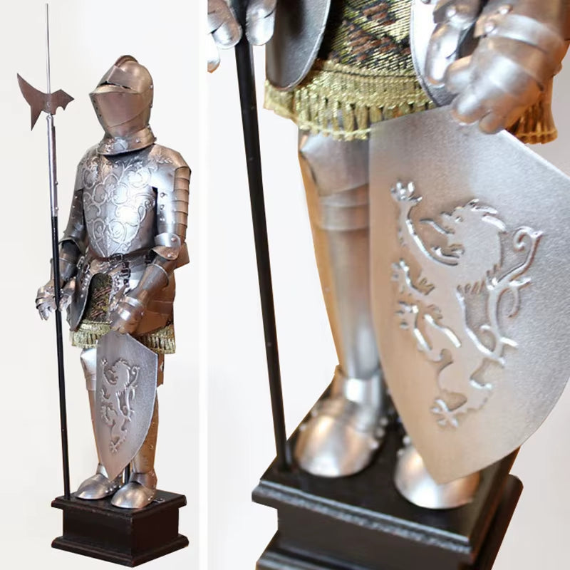 Medieval Armor Knight Statue for Home Decor Retro Iron Nordic Restaurant Embellishments Desk Decoration Classic Accessories