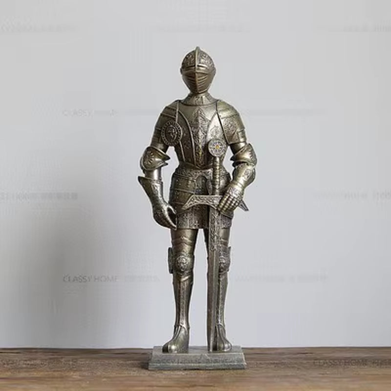Medieval Armor Knight Statue for Home Decor Retro Iron Nordic Restaurant Embellishments Desk Decoration Classic Accessories