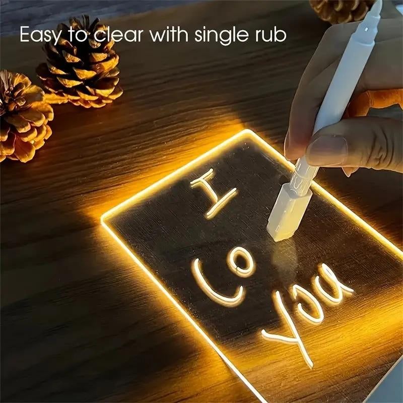 LED Night Light, USB Powered Glowing Writing Board, LED Light up Message 2 in 1 Handwriting Board Desktop Lamp, Lights for Bedroom, Room Accessories