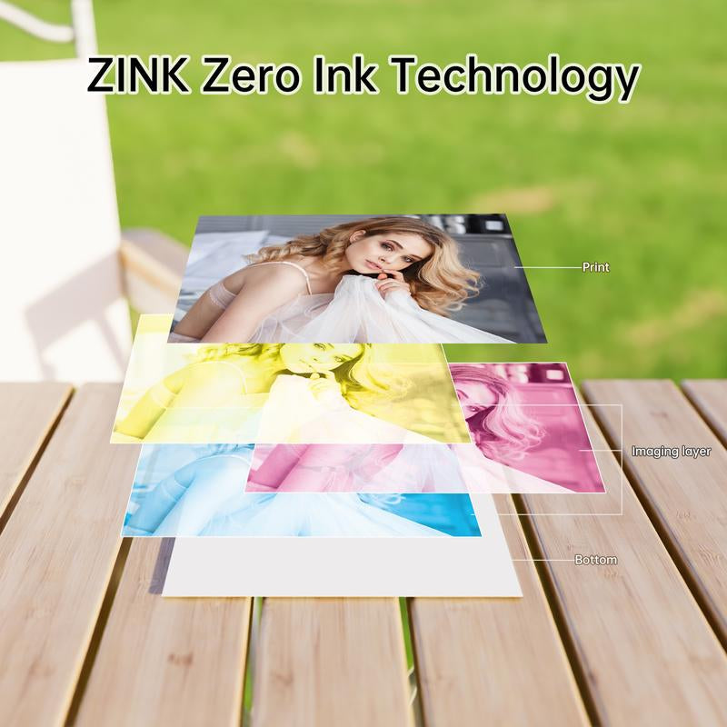 HPRT Z2 Instant Camera Step Instant Smartphone Photo Printer - Zink 2X3”, Support AR Video Printing, Bluetooth Compatible with Ios & Android -Khaki, Vintage Photography Style