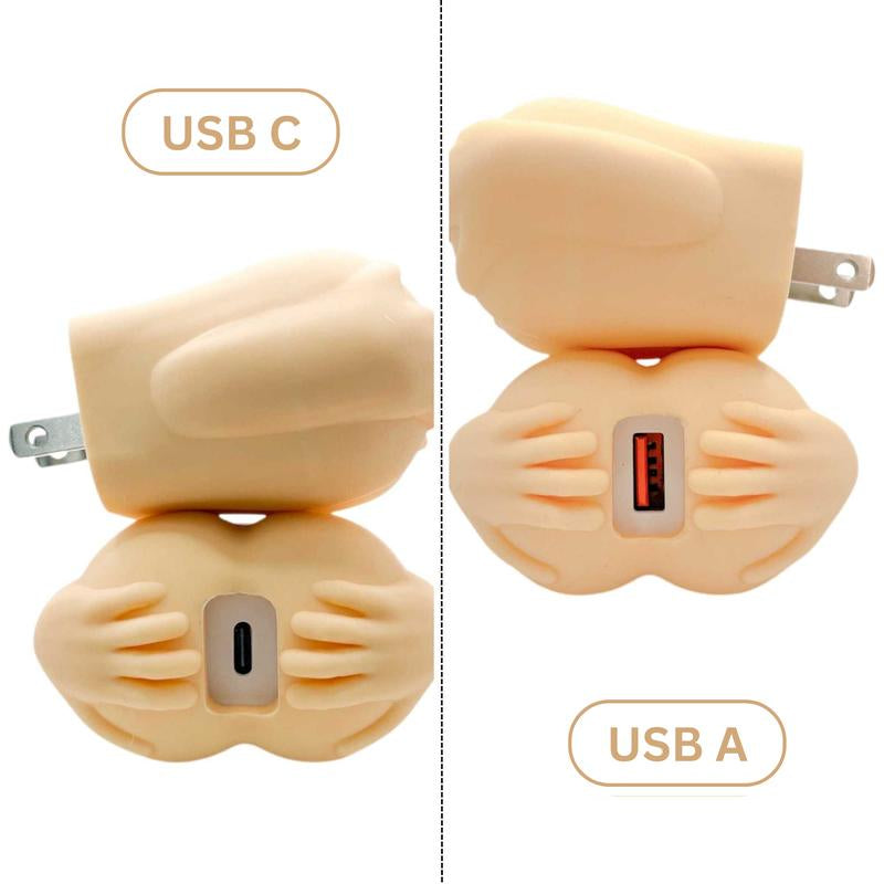 20W Cheeky Charger with Silicone Case USB a & USB C for Smartphone Fast Charging - Electronic Cellphone Accessories