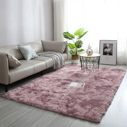 Modern Long Pile Polyester Fiber Rug, Fluffy Area Rug, Rectangular Carpet for Living Room & Bedroom, Home Use, Multiple Sizes Available