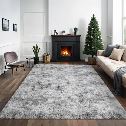 Modern Long Pile Polyester Fiber Rug, Fluffy Area Rug, Rectangular Carpet for Living Room & Bedroom, Home Use, Multiple Sizes Available