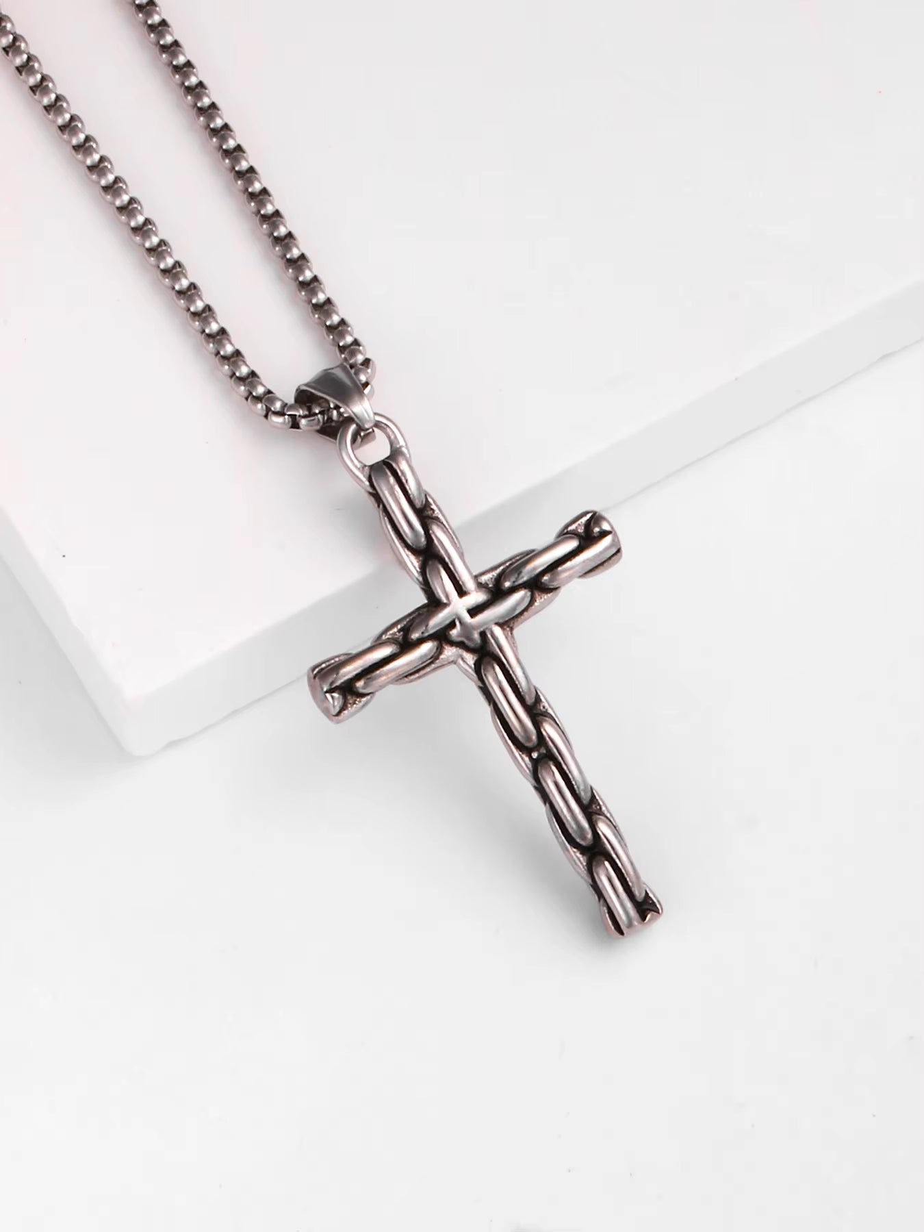 Collier Homme Medieval Stainless Steel Man Necklace Male Celtic Knot Cross Necklace for Men Viking Accessories Collar Hombre