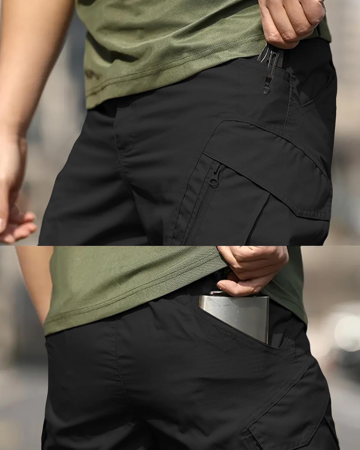 Men'S Work Cargo Pants Tactical Hiking Casual Water Resistant Ripstop Trousers for Outdoor with 6 Pockets(No Belt)