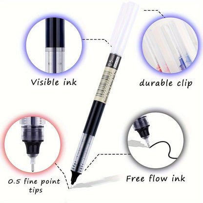 30-Pack 0.5Mm Direct Liquid Quick-Dry Ballpoint Pens, Black/Blue/Red Gel Ink Pens for Students, School, Office Writing & Homework