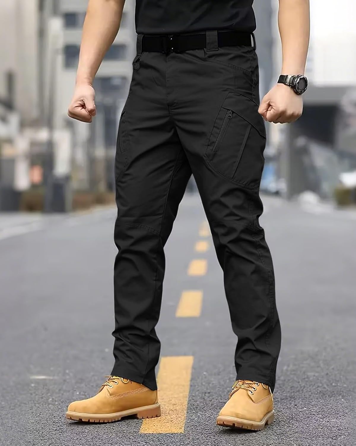 Men'S Work Cargo Pants Tactical Hiking Casual Water Resistant Ripstop Trousers for Outdoor with 6 Pockets(No Belt)