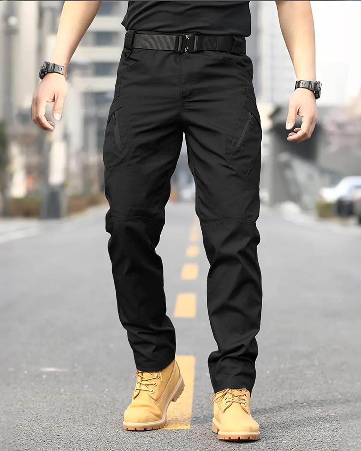 Men'S Work Cargo Pants Tactical Hiking Casual Water Resistant Ripstop Trousers for Outdoor with 6 Pockets(No Belt)