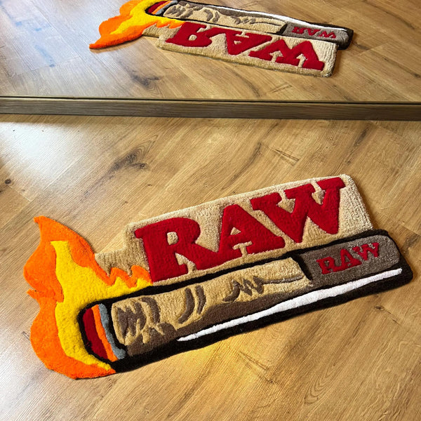 RAW Rolling Paper Rug: Handmade Tufted Blunt Mat, Stoner Decor