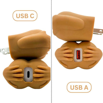 20W Cheeky Charger with Silicone Case USB a & USB C for Smartphone Fast Charging - Electronic Cellphone Accessories