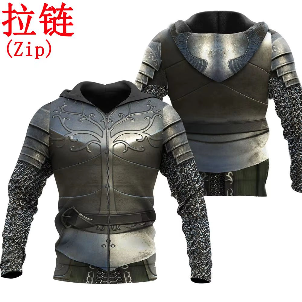 Knight Medieval Armor 3D Printed Hoodie Knights Templar Harajuku Fashion Hooded Sweatshirt Unisex Casual Jacket Cosplay Hoodies
