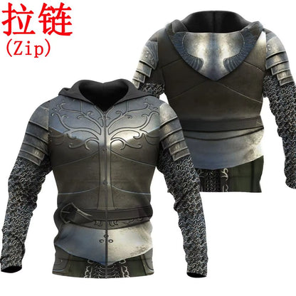 Knight Medieval Armor 3D Printed Hoodie Knights Templar Harajuku Fashion Hooded Sweatshirt Unisex Casual Jacket Cosplay Hoodies