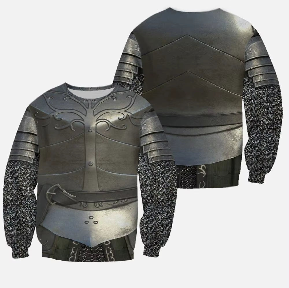 Knight Medieval Armor 3D Printed Hoodie Knights Templar Harajuku Fashion Hooded Sweatshirt Unisex Casual Jacket Cosplay Hoodies