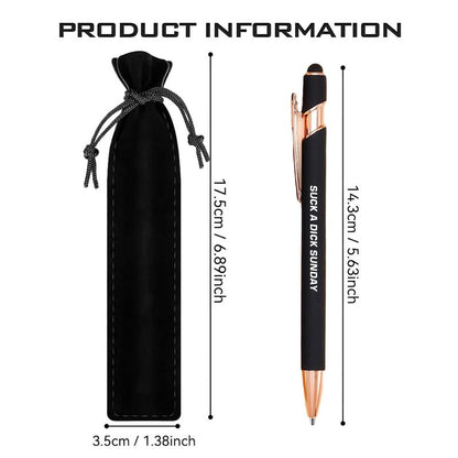 Seven Days Funny Ballpoint Pen Set with Pen Pouch Emotional Wording Retractable Black Ink Smooth Writing Pens Cute Office Supplies Teacher Student Gift Colorful Precision Pens