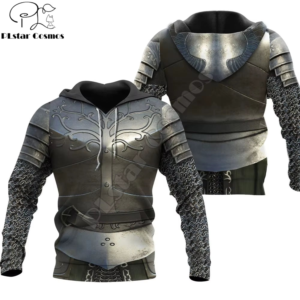 Knight Medieval Armor 3D Printed Hoodie Knights Templar Harajuku Fashion Hooded Sweatshirt Unisex Casual Jacket Cosplay Hoodies