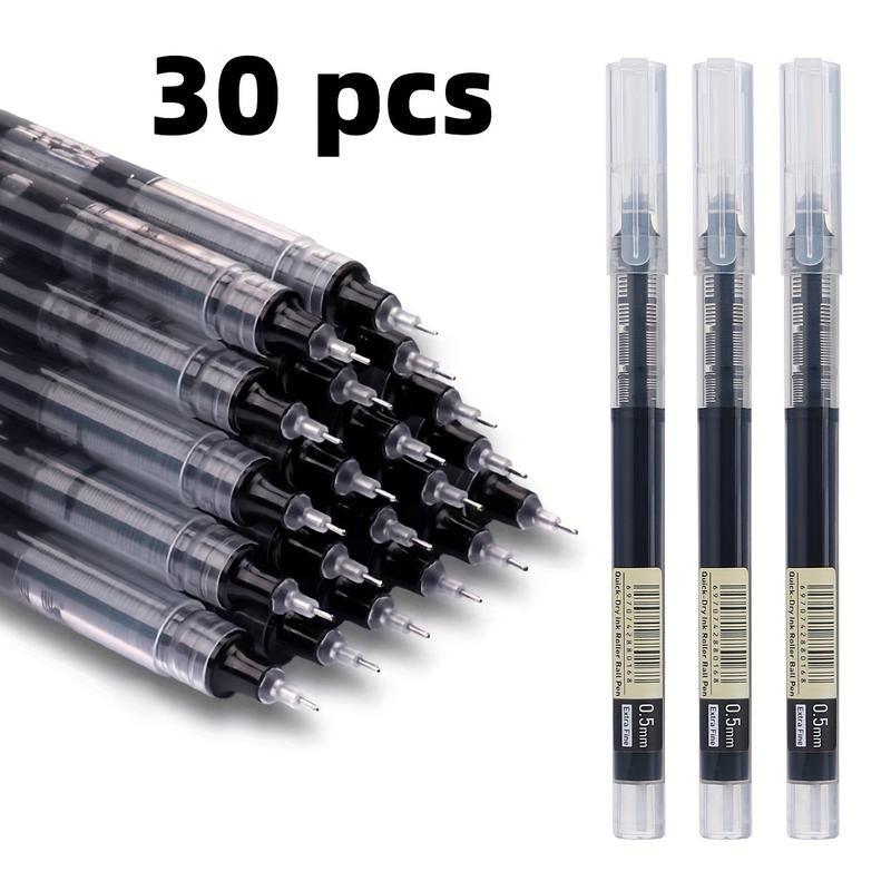 30-Pack 0.5Mm Direct Liquid Quick-Dry Ballpoint Pens, Black/Blue/Red Gel Ink Pens for Students, School, Office Writing & Homework