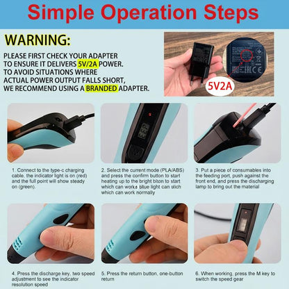 NEW 3D Printing Pen Set, 3D Pen with LCD Display and PLA Filament, Creative DIY Gift for Kids and Children, Ideal for Birthday and Christmas Presents