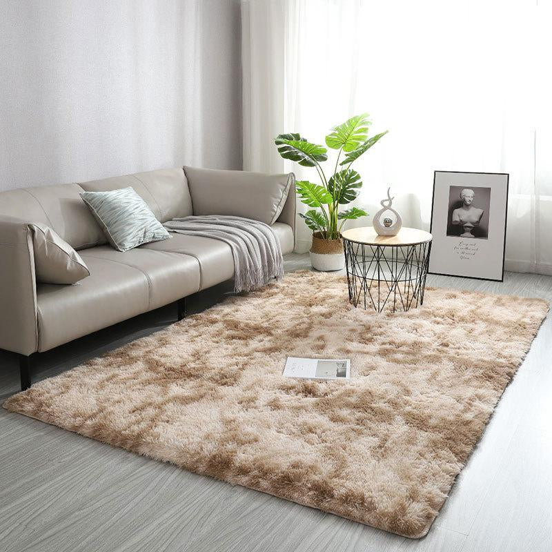 Modern Long Pile Polyester Fiber Rug, Fluffy Area Rug, Rectangular Carpet for Living Room & Bedroom, Home Use, Multiple Sizes Available