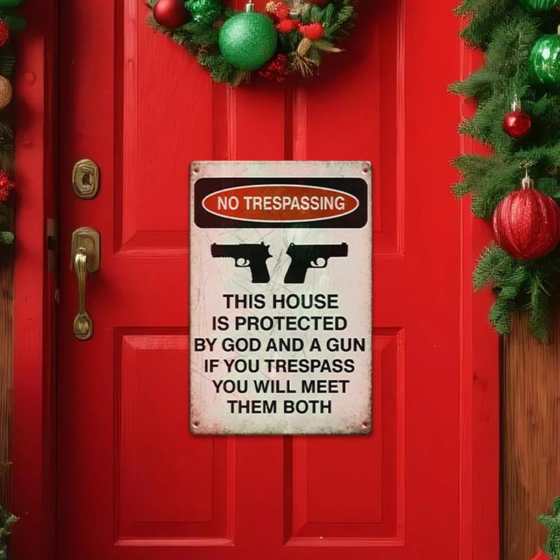 No Trespassing This House Is Protected Sign, 1/20Pcs Rust Free Weatherproof Wall Sign, Wall Art for Home Garden Yard Farm House, Decoration Items