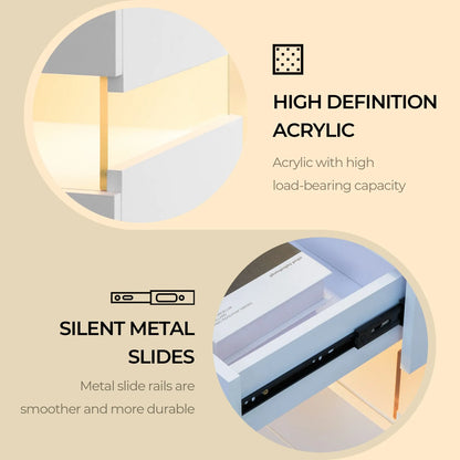 Cubehom LED Nightstand With 4 Drawers For Bedroom Storage