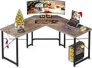 96 Inches L Shaped Reversible LED Gaming Desk Black