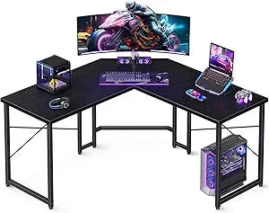 96 Inches L Shaped Reversible LED Gaming Desk Black