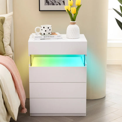 Cubehom LED Nightstand With 4 Drawers For Bedroom Storage