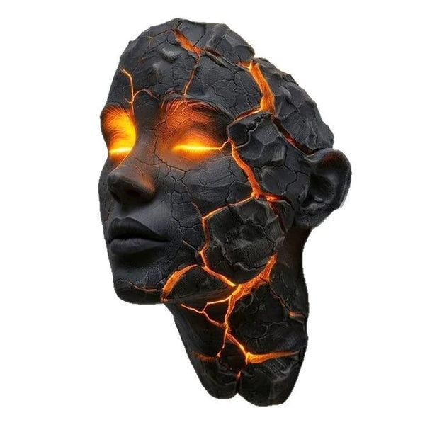 Cracked Soul Wall Light with Black Lava Shattered Effect 3D Resin Art Sconce for Gothic Home Halloween Atmosphere Decoration