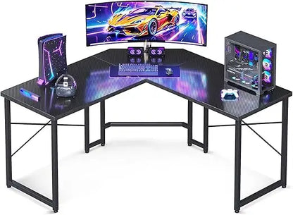 96 Inches L Shaped Reversible LED Gaming Desk Black