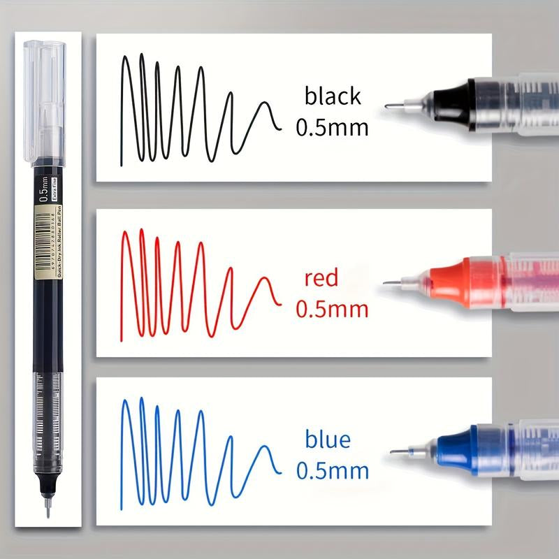 30-Pack 0.5Mm Direct Liquid Quick-Dry Ballpoint Pens, Black/Blue/Red Gel Ink Pens for Students, School, Office Writing & Homework