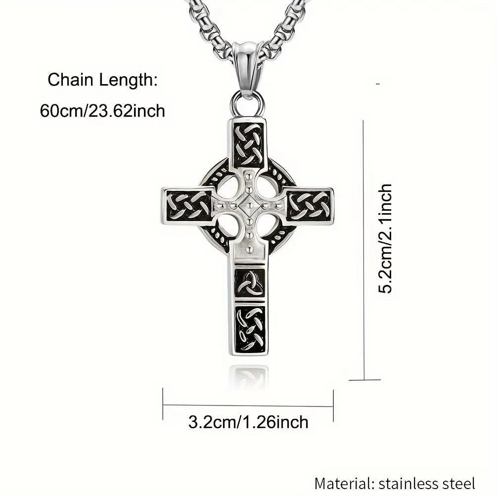 Collier Homme Medieval Stainless Steel Man Necklace Male Celtic Knot Cross Necklace for Men Viking Accessories Collar Hombre