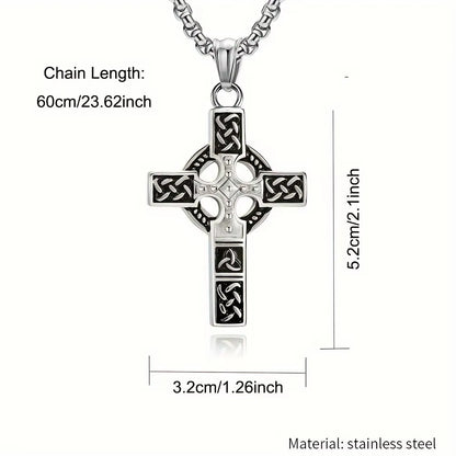 Collier Homme Medieval Stainless Steel Man Necklace Male Celtic Knot Cross Necklace for Men Viking Accessories Collar Hombre