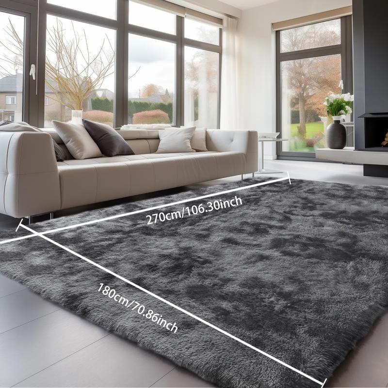 Modern Long Pile Polyester Fiber Rug, Fluffy Area Rug, Rectangular Carpet for Living Room & Bedroom, Home Use, Multiple Sizes Available