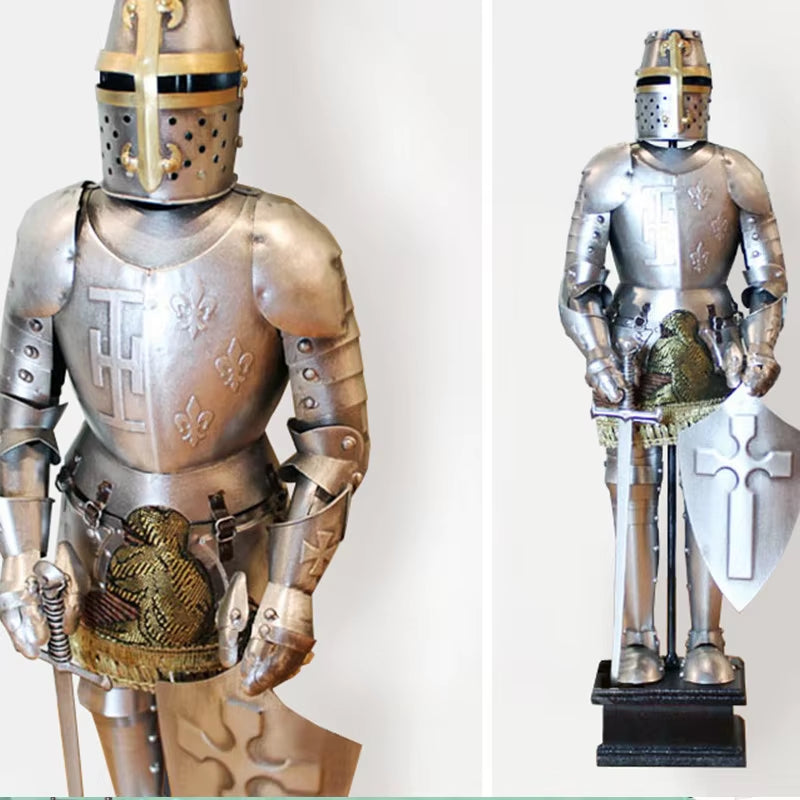 Medieval Armor Knight Statue for Home Decor Retro Iron Nordic Restaurant Embellishments Desk Decoration Classic Accessories