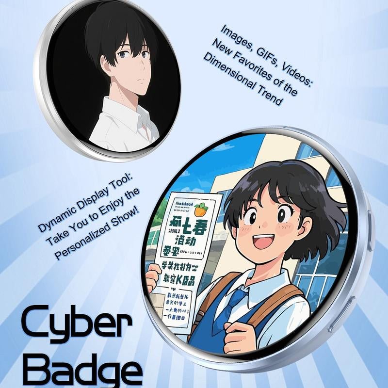 Digital Badge with Photo/Video/Gif Display - Pixel Touchscreen, Lightweight & Portable Multi-Functional 2D Anime & Gaming Merchandise Collectible
