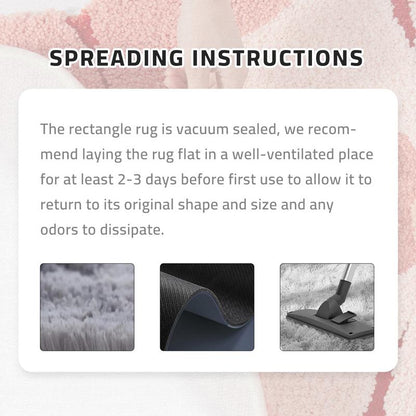 Modern Long Pile Polyester Fiber Rug, Fluffy Area Rug, Rectangular Carpet for Living Room & Bedroom, Home Use, Multiple Sizes Available