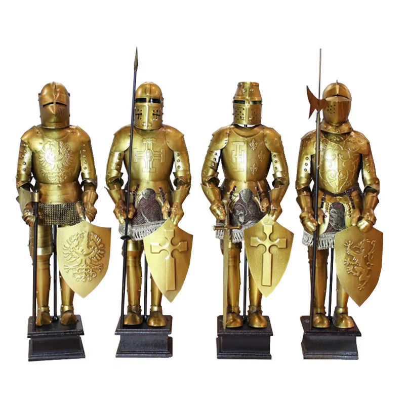 Medieval Armor Knight Statue for Home Decor Retro Iron Nordic Restaurant Embellishments Desk Decoration Classic Accessories