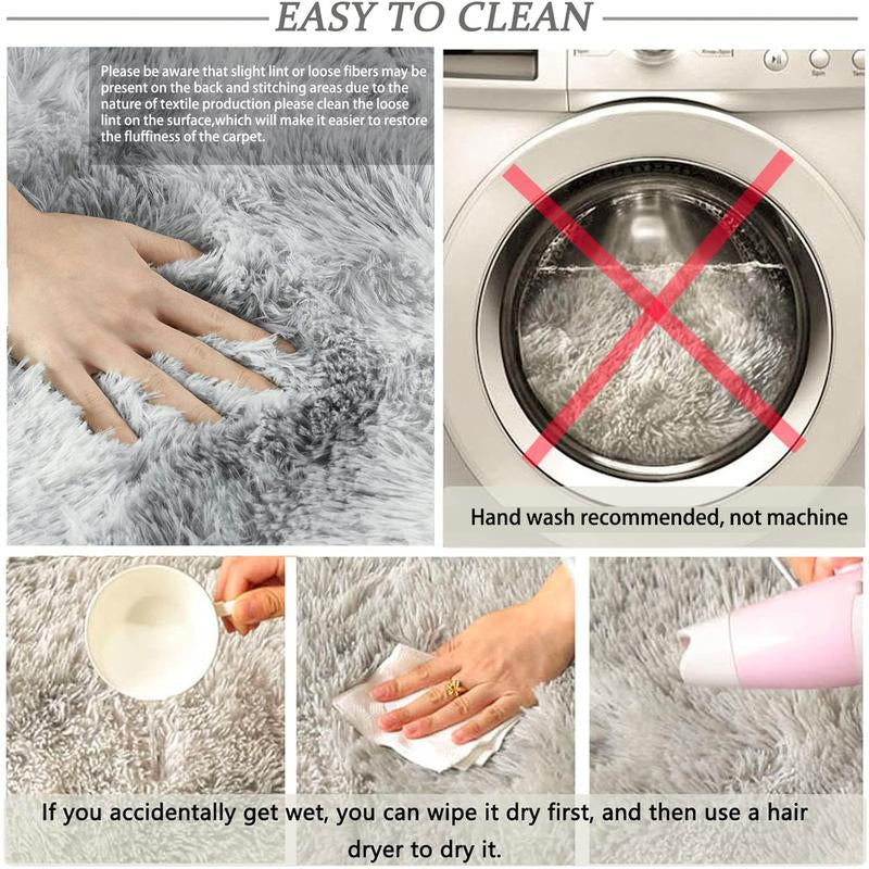 Modern Long Pile Polyester Fiber Rug, Fluffy Area Rug, Rectangular Carpet for Living Room & Bedroom, Home Use, Multiple Sizes Available